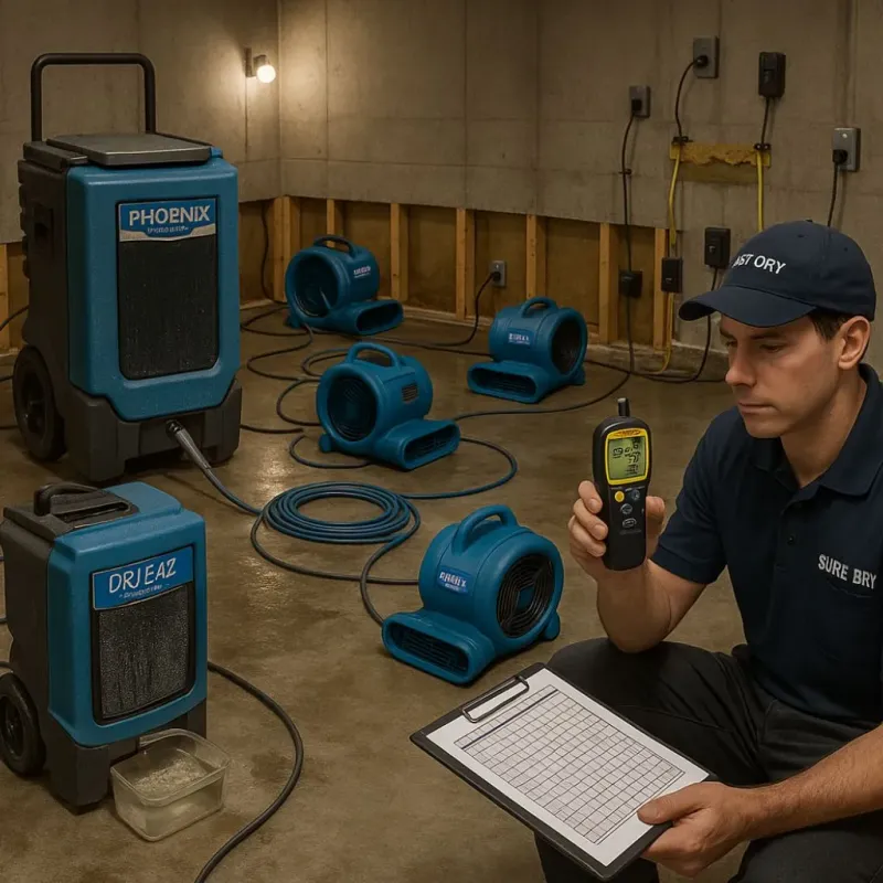 Structural Drying and Dehumidification process in Robinson, TX